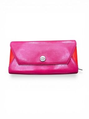 Vintage Dior Pink Leather Wallet on Chain Convertible CD Snap Clutch WOC